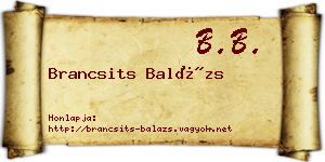 Brancsits Balázs névjegykártya